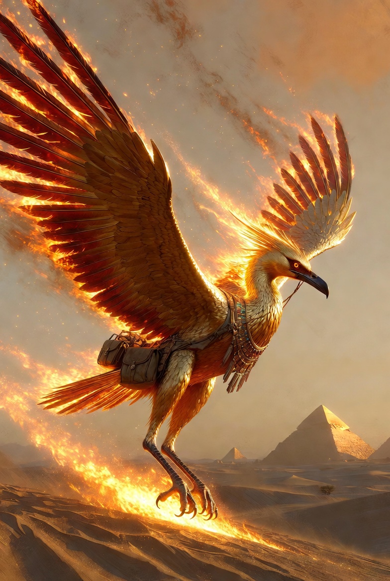 Bennu — sacred phoenix courier, a T1 transport carrier in the Egyptian desert army