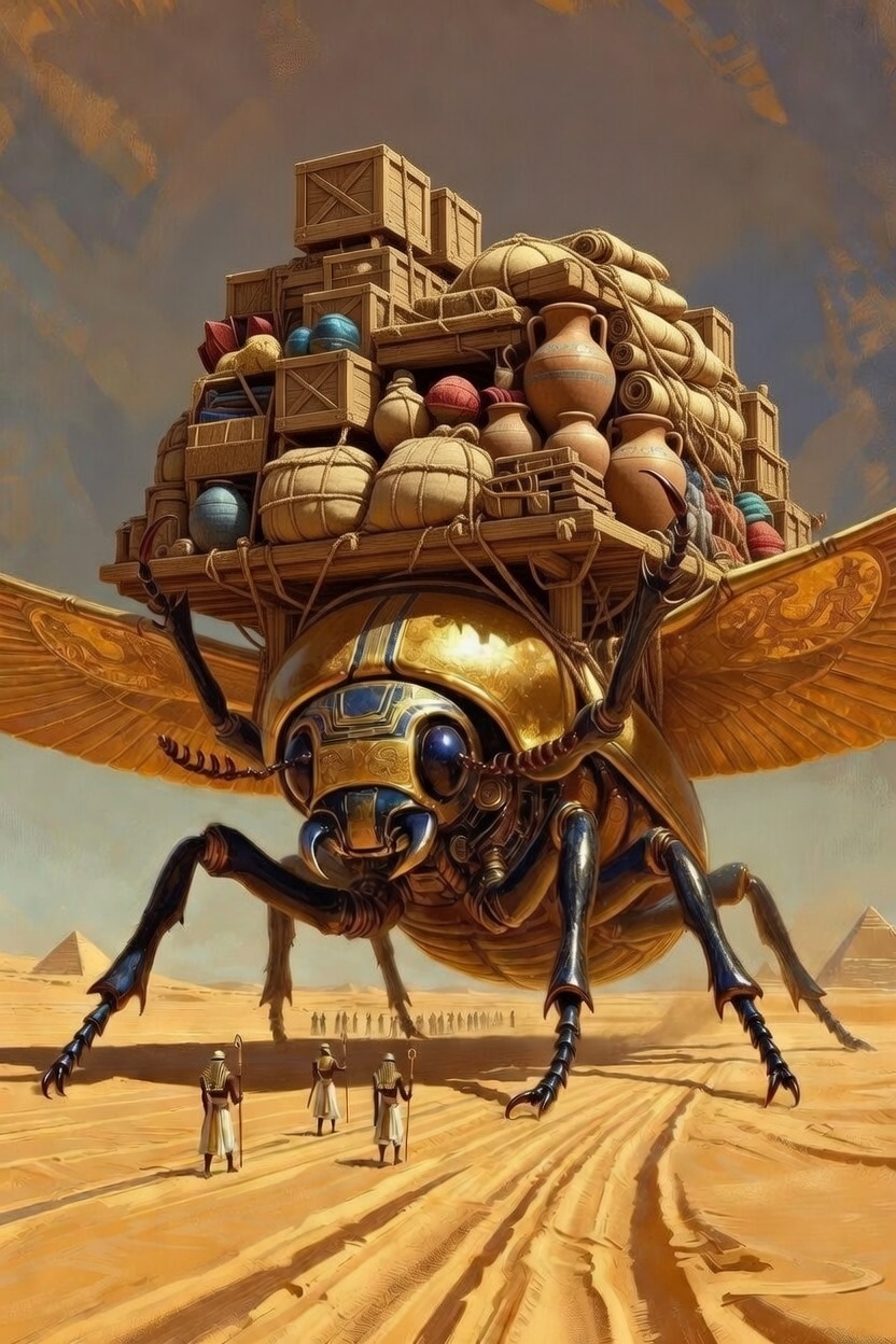 Scarab of Khepri — divine solar colossus, a T3 transport carrier in the Egyptian desert army