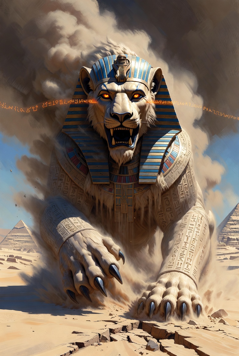 Sphinx — awakened stone guardian, a T3 siege combat unit in the Egyptian desert army
