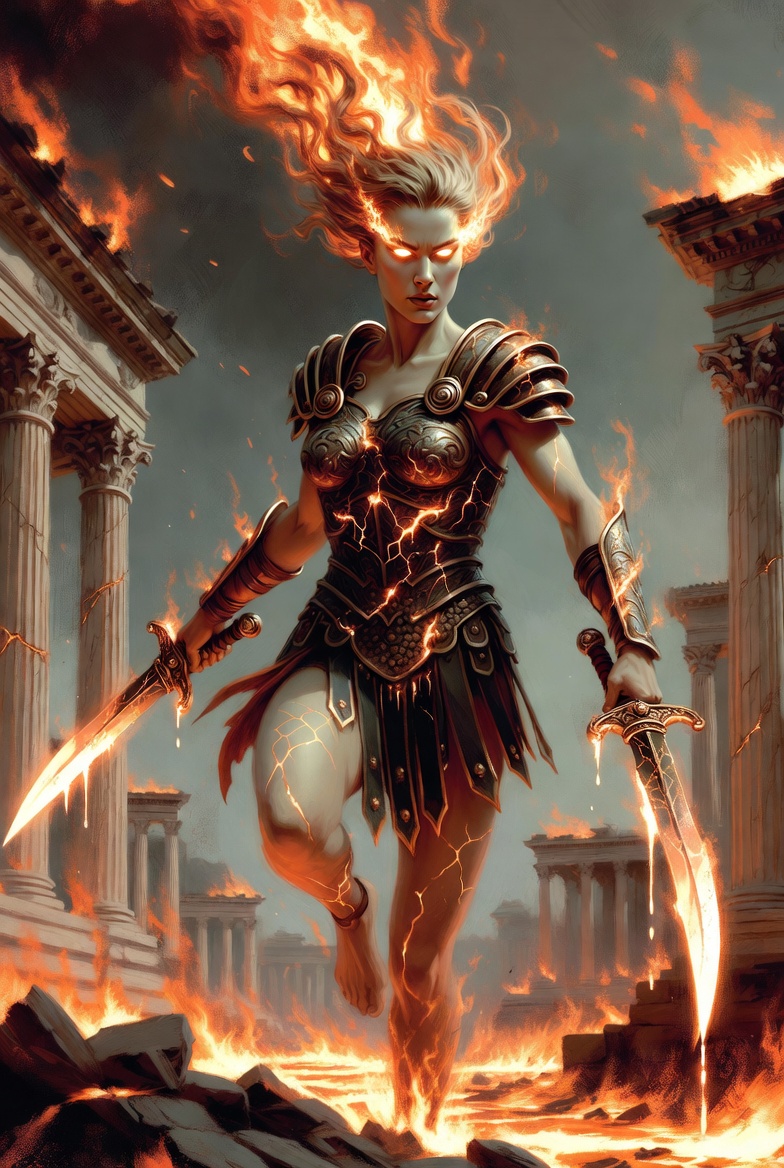 Fury of Bellona — battle priestess, a T2 ranged combat unit in the Roman lava army